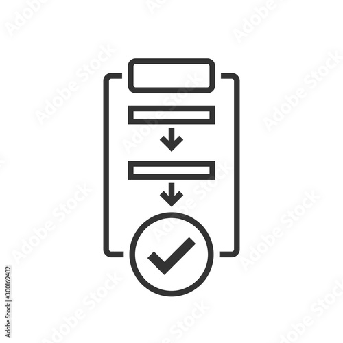 Procedure list icon in flat style. Document project vector illustration on white isolated background. Checklist business concept.