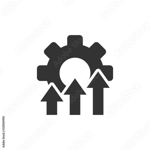 Improvement icon in flat style. Gear project vector illustration on white isolated background. Productivity business concept.