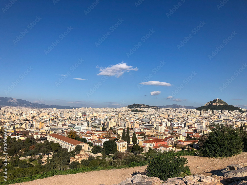 blue skies over Athens