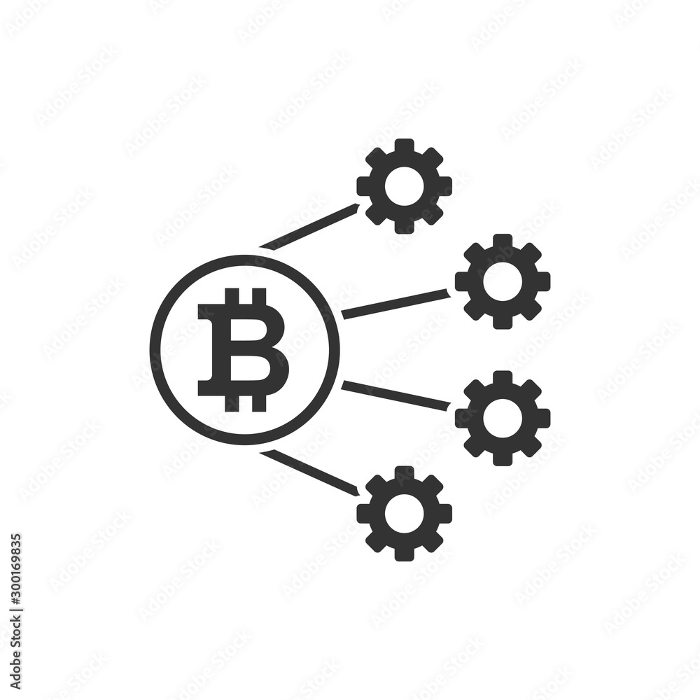 Bitcoin icon in flat style. Blockchain vector illustration on white isolated background. Cryptocurrency business concept. Bitcoin icon in flat style. Blockchain vector illustration on white isolated background. Cryptocurrency business concept.