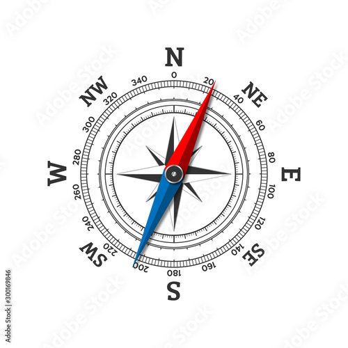 Compass wind rose icon isolated on white background. Vector illustration.