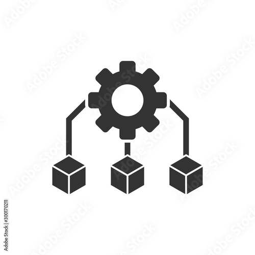 Api technology icon in flat style. Algorithm vector illustration on white isolated background. Gear with arrow business concept.