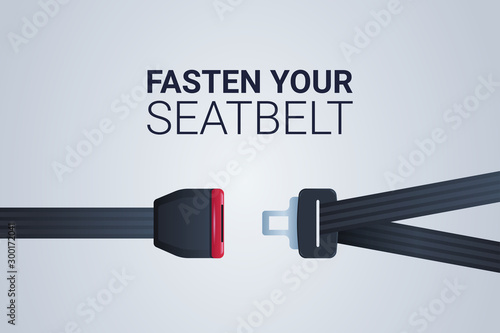 fasten your seat belt sign safe trip safety first concept horizontal flat vector illustration