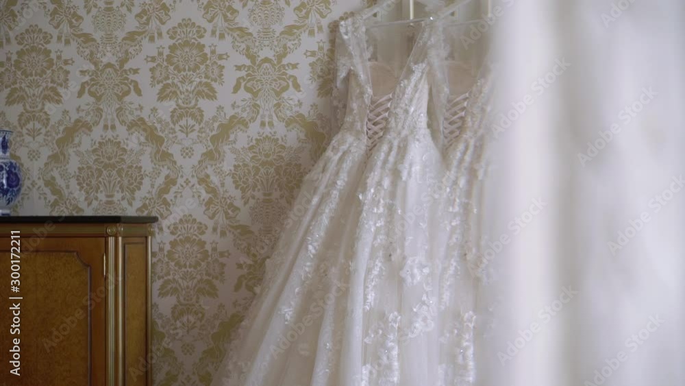 Luxury wedding dress for bride. Bridal white gown