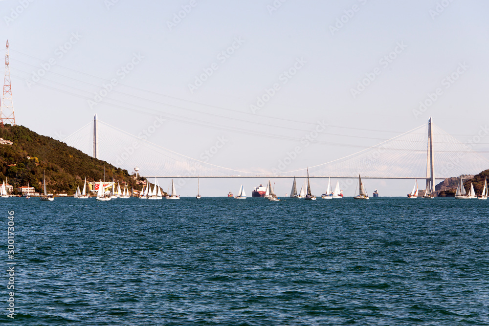 Yacht sailing race of Bosphorus cup in Istanbul, Turkey 