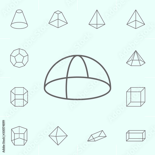 geometric figures, hemisphere outline icon. Elements of geometric figures illustration icon. Signs and symbols can be used for web, logo, mobile app, UI, UX