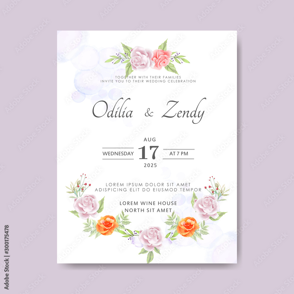 elegant and beautiful floral wedding invitation