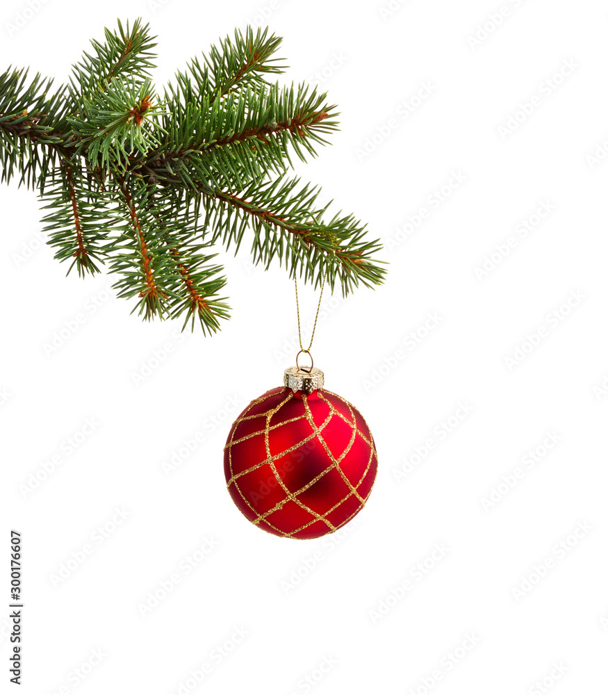 Christmas decoration. Fir tree branches with Christmas ball. Christmas decoration. Fir tree branches with Christmas ball.