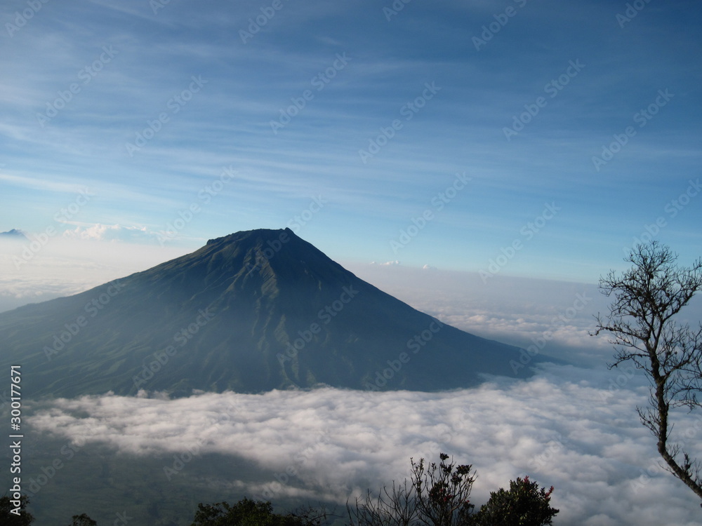 Landscapes Mount Sumbing volcano seen from Mount Sindoro, Central Java, Indonesia [2168]