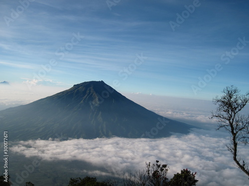 Landscapes Mount Sumbing volcano seen from Mount Sindoro, Central Java, Indonesia [2168]