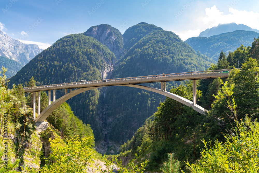 Fototapeta premium Mountain road to Mangart, Ttriglav national park, Slovenia
