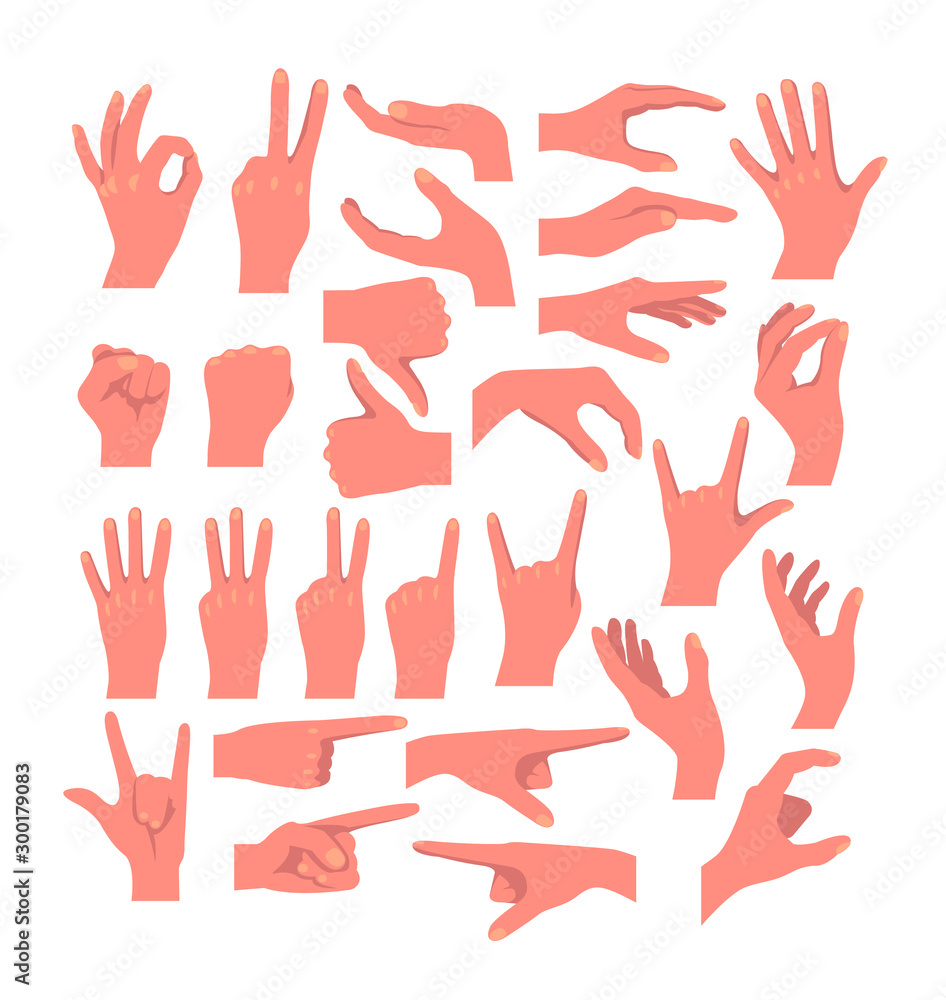 Hands gestures isolated icon set collection concept. Vector flat graphic design cartoon illustration