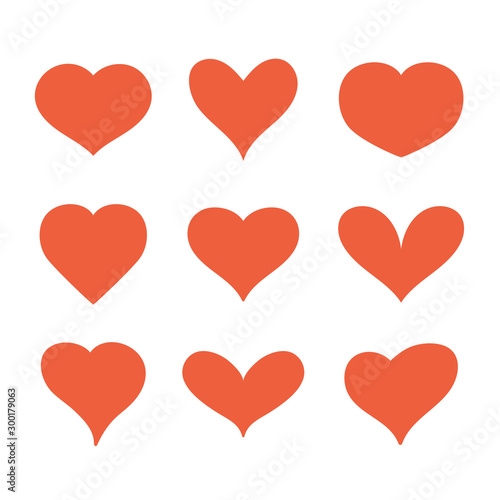 Heart icon collection isolated set. Vector flat graphic design cartoon illustration