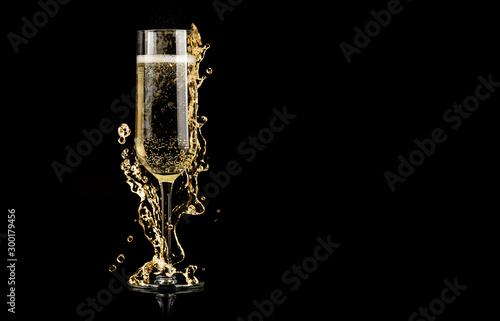 champagne glass with splash