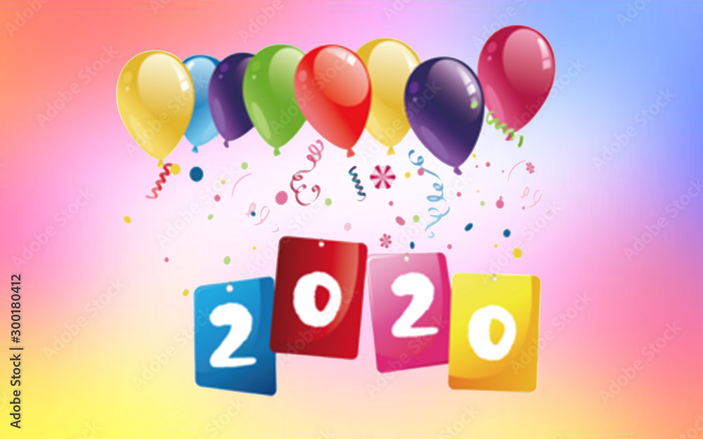 The image seen in December are winter. There is a great festival of the year, Christmas festival there. Decoration Near the year 2020 there are balloons in many colors, with beautiful pink backgrounds The image seen in December are winter. There is a great festival of the year, Christmas festival there. Decoration Near the year 2020 there are balloons in many colors, with beautiful pink backgrounds