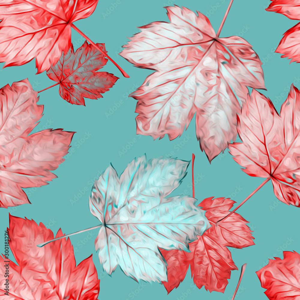 Fototapeta premium Maple leaves seamless pattern. Watercolor background.
