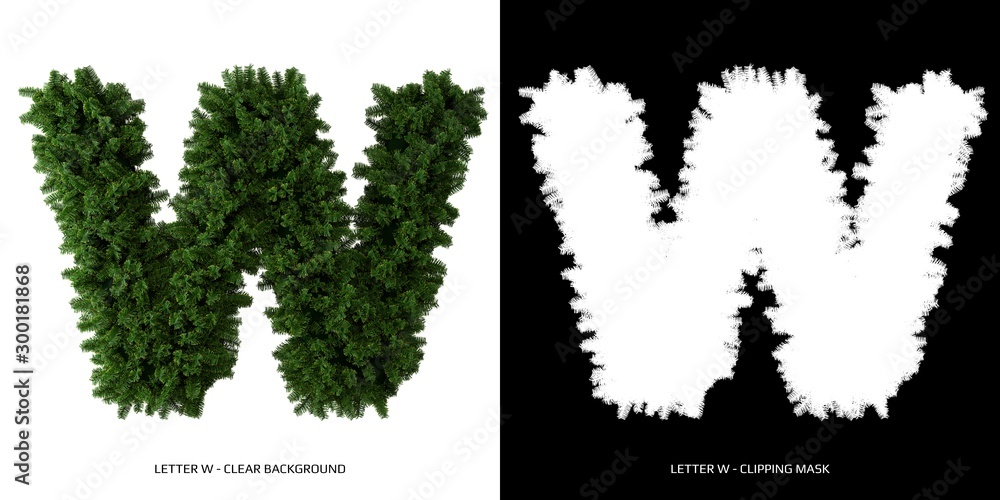 Letter W uppercase of leaves. Alphabet plants. Letter W uppercase of leaves. Alphabet plants.