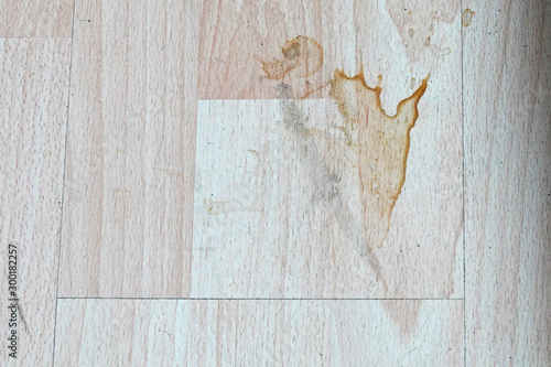 Coffee stain on laminate floor.