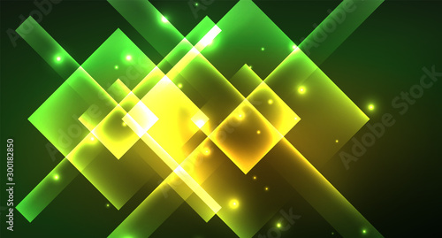 Neon geometric abstract background in hipster style on light background. Space retro design. Color geometric pattern. Square shape abstract background.