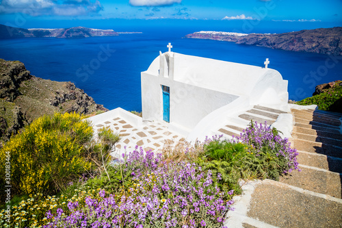 Traditional churches of Santorini, Cyclade island, Greece