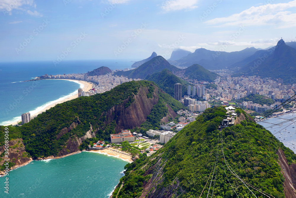 aerial view of the Copacabana and Corcovado - Rio de Janeiro Brazil
