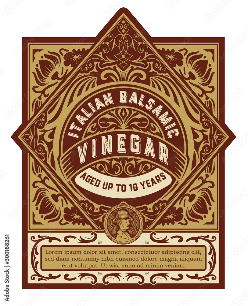 Vintage vinegar label frame design for stickers and other design, banners . Vector isolated ready design