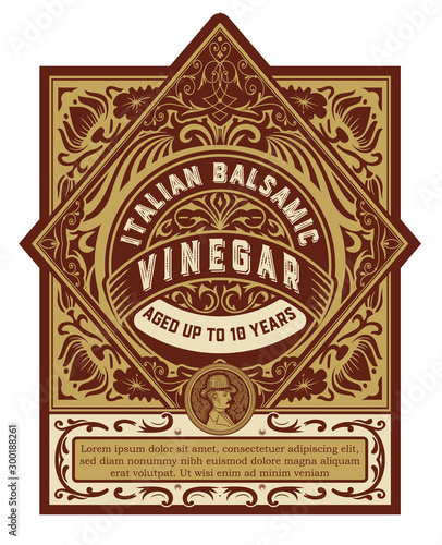 Vintage vinegar label frame design for stickers and other design, banners . Vector isolated ready design