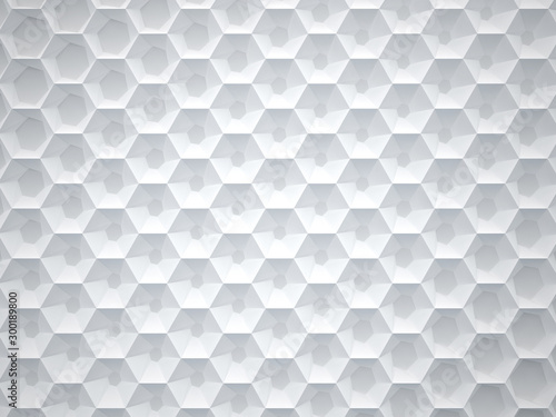 Fototapeta Naklejka Na Ścianę i Meble -  White hexagon pattern. 3D Rendering.