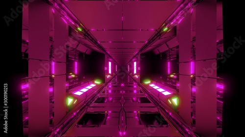 unique high contrast futuristic space scifi hangar tunnel corridor 3d illustration wallpaper background design