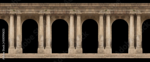 Фотография Elements of architecture of buildings, ancient arches, columns, windows and apertures