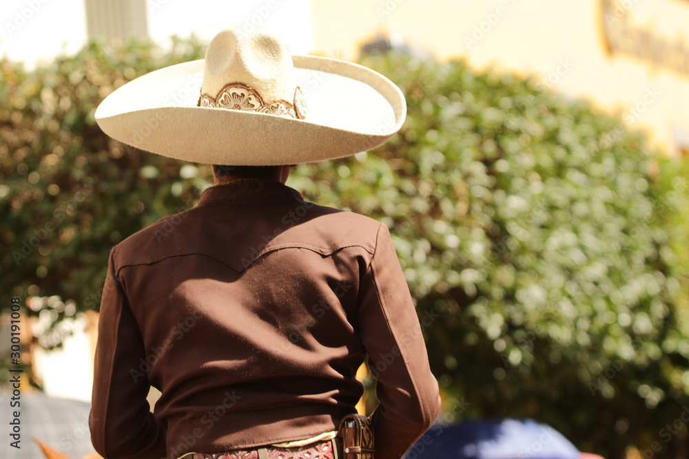 a mexican charro looking backwards, wearing traditional charro costume and  hat Stock Photo | Adobe Stock