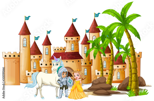 Knight and princess at the castle