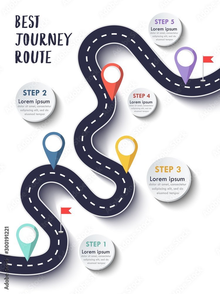 The Best Journey Route. Road trip and Journey route. Business and