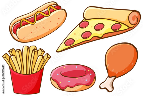 Isolated set of fast food