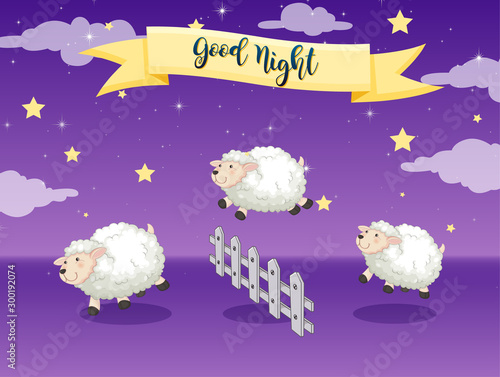 Good night poster with counting sheep