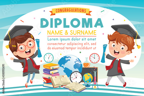 Preschool Elementary School Kids Diploma Certificate