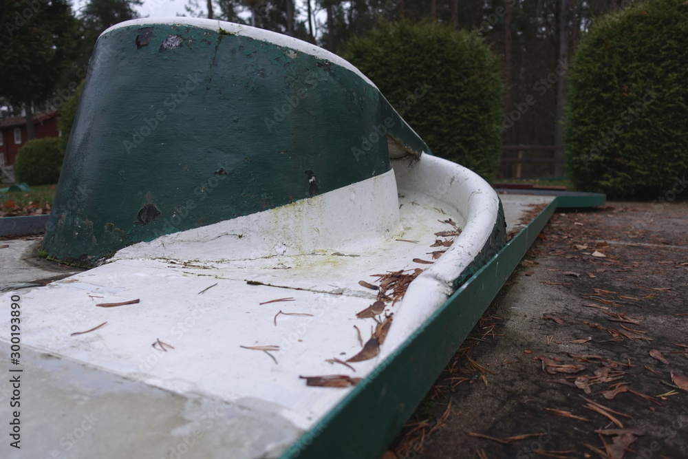 Abandoned miniputt track in the fall Abandoned miniputt track in the fall