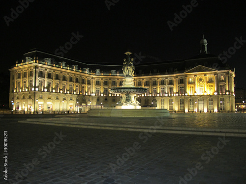 Place De La Bourse at night in Bordeaux city France Unesco World Heritage town
