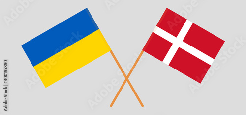 Crossed flags of the Ukraine and Denmark