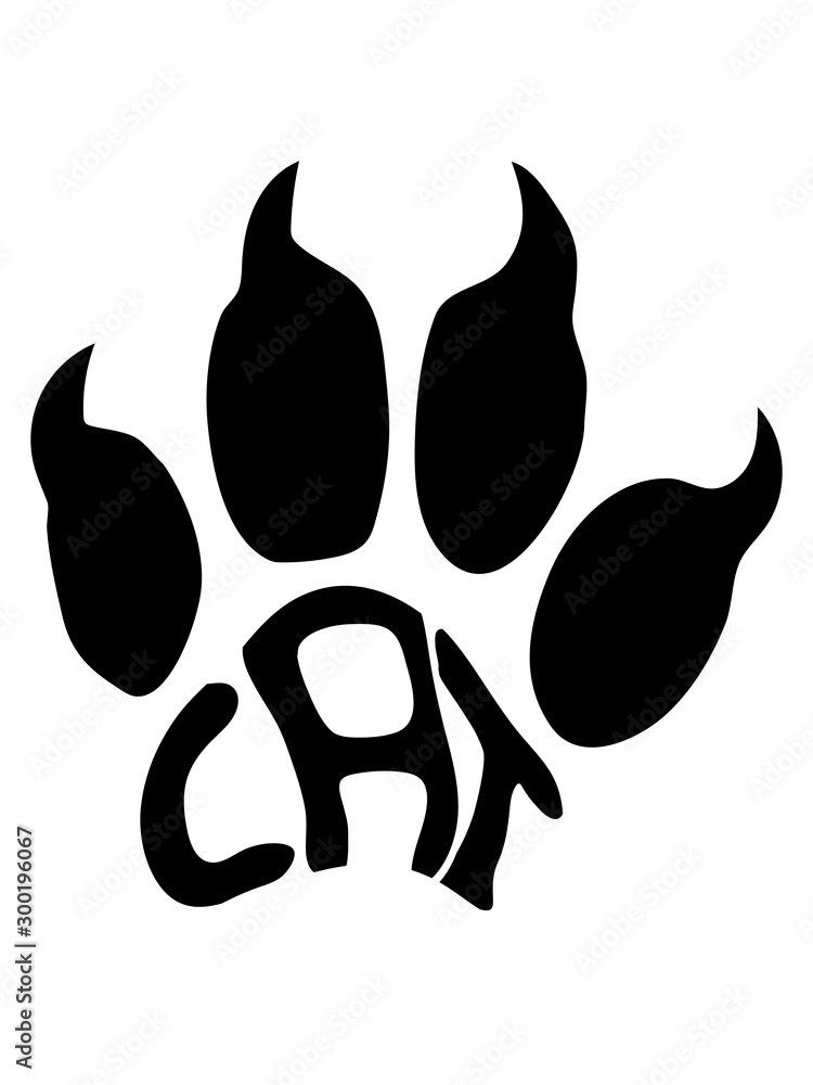 cat text logo monster krallen pfote katze böse gefährlich jäger tiger löwe  clipart cool symbol welpe kätzchen Stock Illustration