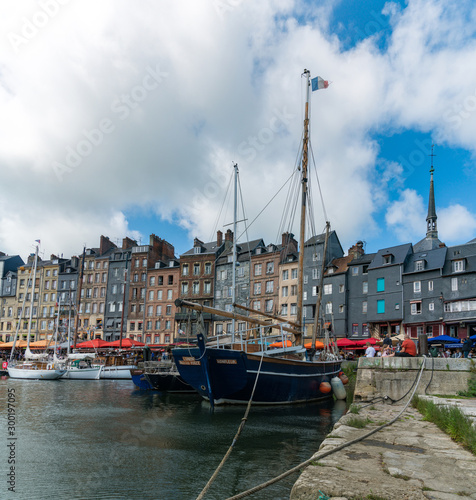 fishing boats in the old part and Vieux Bassin district of Honfleur