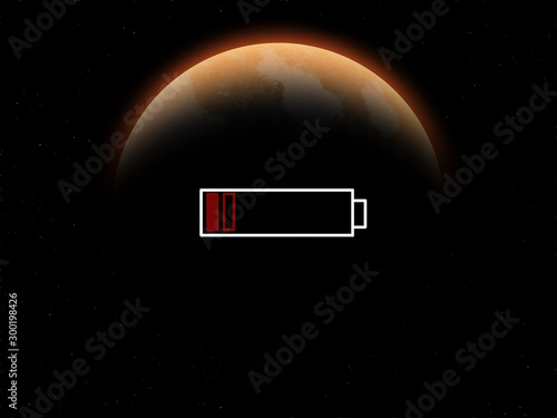 Dried Earth view from space low battery icon in save world concept Elements of this image furnished by NASA