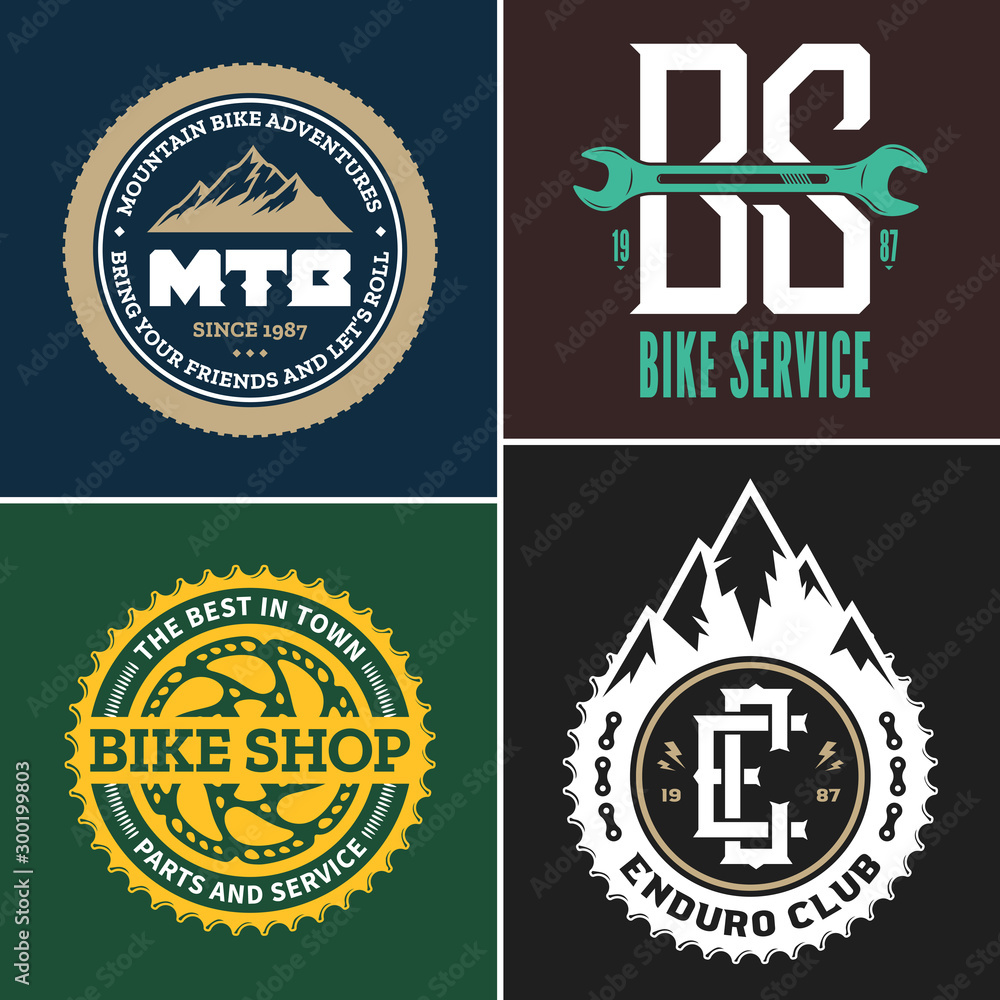 Bike shop, club, bicycle service, mountain biking logo