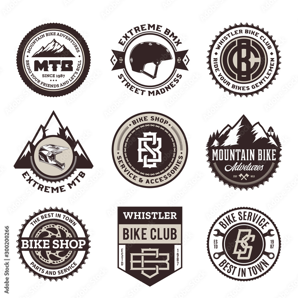 Bike shop, bicycle service, mountain biking logo