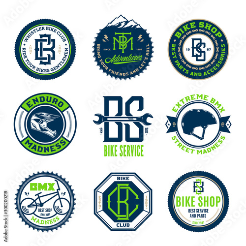 Bike shop, bicycle service, mountain biking logo