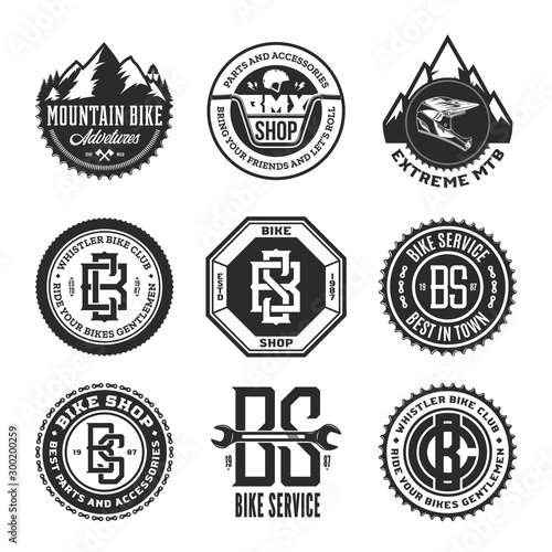 Bike shop, bicycle service, mountain biking logo