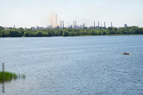 Voronezh river and Novolipetsk metallurgical combine in Lipetsk. Russia photo