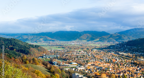 Fotografia Aerial view landscape periphery of german town Freirburg im Breisgau, from the S
