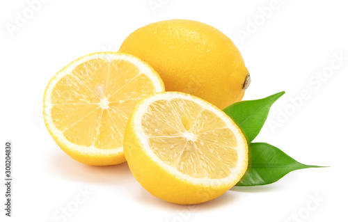 Composition of fresh lemons isolated on a white background