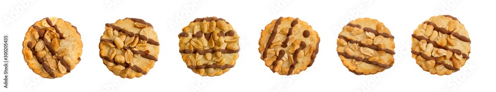 Peanut Cookies with Chocolate Isolated on White Background Peanut Cookies with Chocolate Isolated on White Background